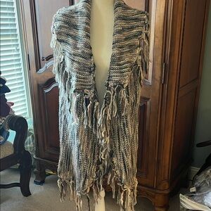 Chico's Multicolor Fringe Cardigan Sweater, Chicos 2 (12-14), EUC